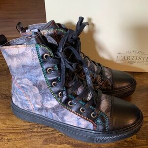 L’Artiste Combat Rose Leather Hi Tops